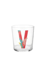 Bicchiere acqua con lettera V in vetro