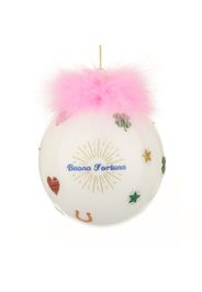 Pallina Natale buona fortuna rosa 10 cm Good Luck