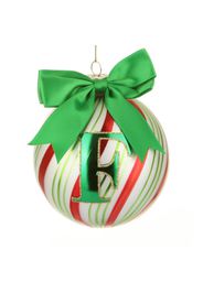 Pallina Natale con lettera F 10 cm Circus verde