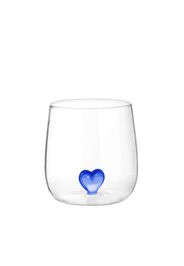 Bicchiere cuore blu in vetro borosilicato, da 380 ml