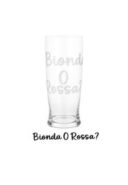 Bicchiere birra in vetro scritta Bionda o rossa 500 ml