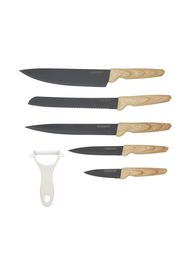 Set 5 coltelli e pelaverdure con manico effetto legno
