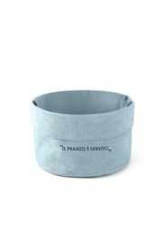 Cestino ottanio 20x14x15 cm con scritta in misto cotone