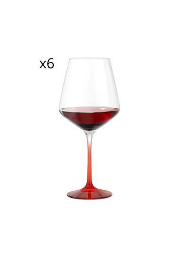 RCR Cristalleria Italiana, Set 6 calici vino rosso Aria stelo rosso