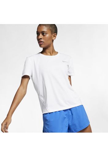 Top da running a manica corta Nike Miler - Donna - Bianco