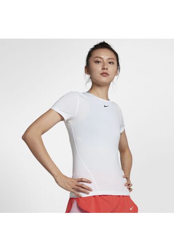 Top da training in mesh a manica corta Nike Pro - Donna - Bianco