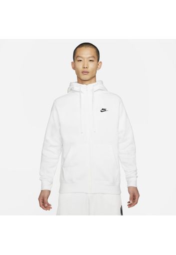 Felpa con cappuccio e zip a tutta lunghezza Nike Sportswear Club Fleece - Uomo - Bianco