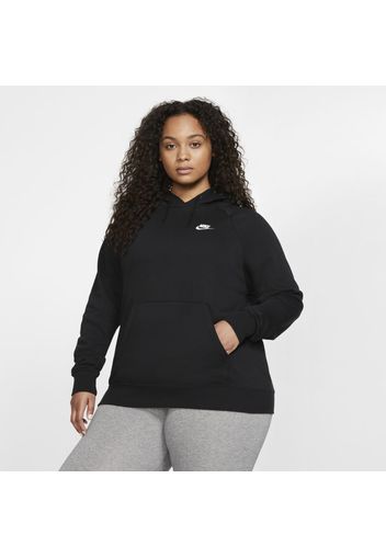 Nike Plus Size - Felpa pullover in fleece con cappuccio Sportswear Essential - Donna - Nero