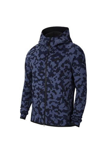 Felpa stampata con cappuccio e zip a tutta lunghezza Nike Sportswear Tech Fleece - Uomo - Blu