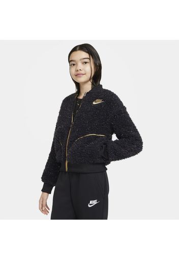 Giacca in sherpa con zip a tutta lunghezza Nike Sportswear - Ragazza - Nero