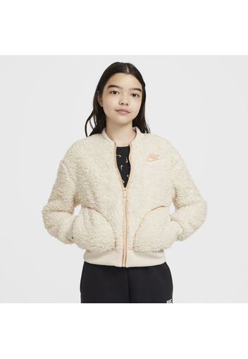 Giacca in sherpa con zip a tutta lunghezza Nike Sportswear - Ragazza - Bianco