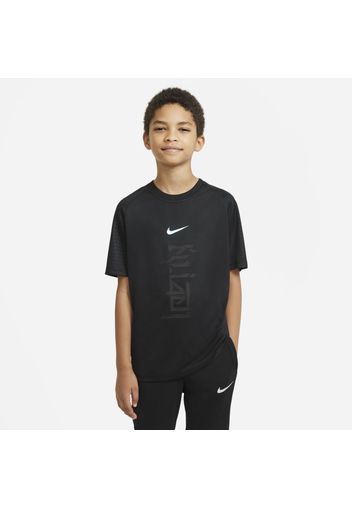 Maglia da calcio a manica corta Nike Dri-FIT Kylian Mbappé - Ragazzi - Nero