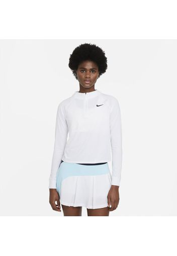 Maglia da tennis a manica lunga con zip a metà lunghezza NikeCourt Dri-FIT Victory - Donna - Bianco