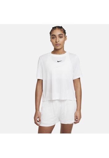 Top da tennis a manica corta NikeCourt Advantage - Donna - Bianco