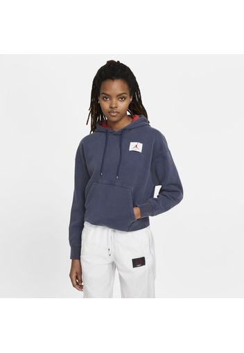 Felpa pullover in fleece con cappuccio Jordan Flight - Donna - Blu