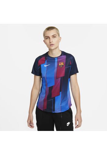 Maglia da calcio pre-partita a manica corta FC Barcelona - Donna - Blu