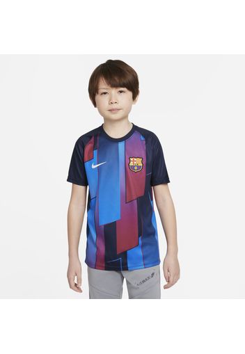 Maglia da calcio pre-partita a manica corta FC Barcelona - Ragazzi - Blu