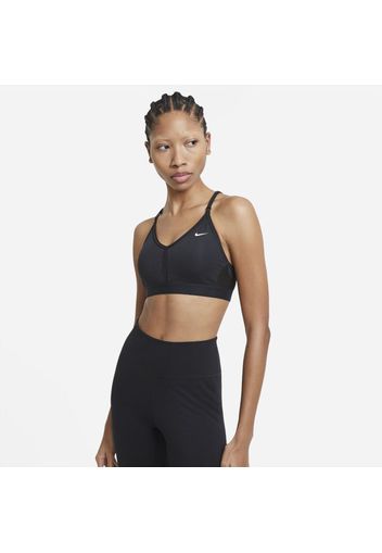 Bra imbottito a sostegno leggero con scollo a V Nike Dri-FIT Indy - Donna - Nero