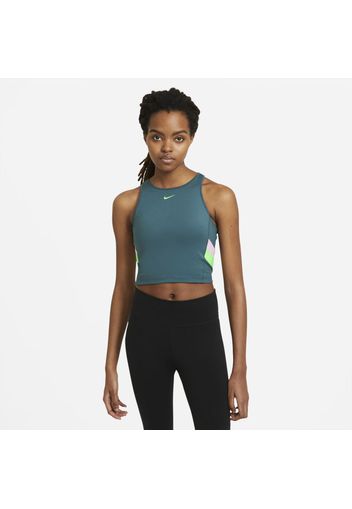 Canotta corta da training a righe a blocchi di colore Nike - Donna - Verde