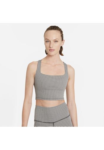 Canotta corta in Gingham Nike Yoga - Donna - Grigio