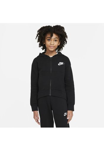 Felpa con cappuccio e zip a tutta lunghezza Nike Sportswear Club Fleece - Ragazza - Nero