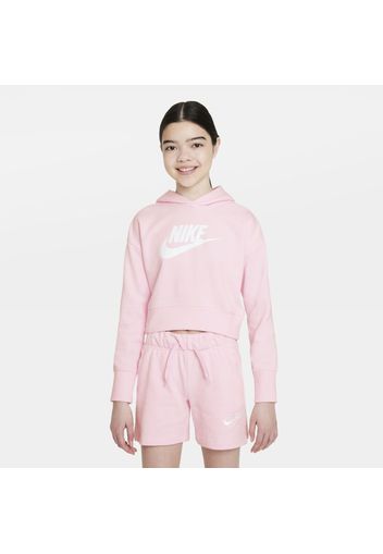 Felpa corta in French Terry con cappuccio Nike Sportswear Club - Ragazza - Rosa