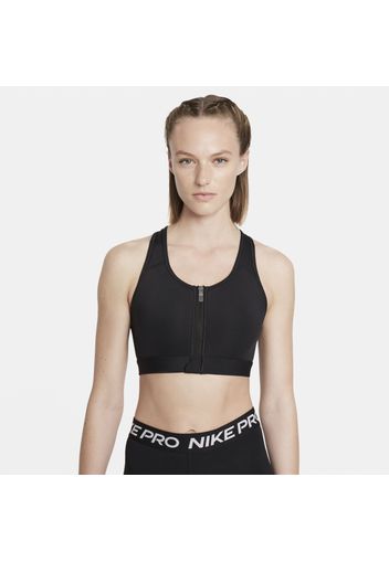 Bra imbottito a sostegno medio con zip sul davanti Nike Dri-FIT Swoosh - Donna - Nero