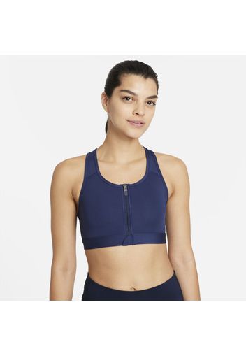 Bra imbottito a sostegno medio con zip sul davanti Nike Dri-FIT Swoosh - Donna - Blu