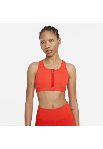 Bra imbottito a sostegno medio con zip sul davanti Nike Dri-FIT Swoosh - Donna - Rosso