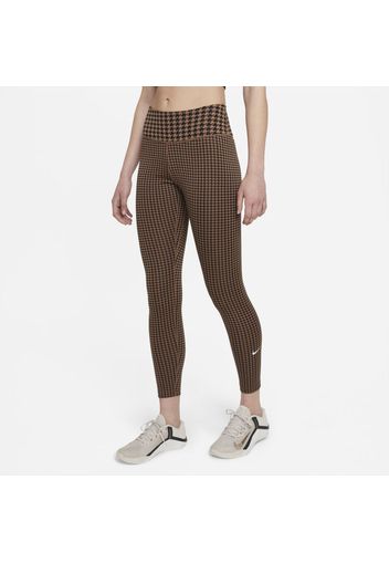 Leggings stampati a 7/8 a vita media Nike Dri-FIT One Icon Clash - Donna - Marrone