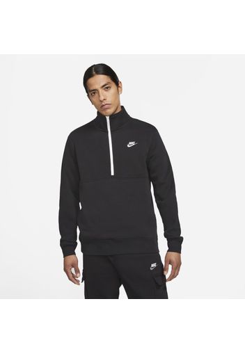 Maglia con rovescio spazzolato e zip a metà lunghezza Nike Sportswear Club - Uomo - Nero