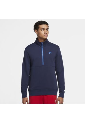 Maglia con rovescio spazzolato e zip a metà lunghezza Nike Sportswear Club - Uomo - Blu