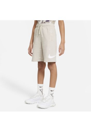 Shorts in French Terry Nike Sportswear Swoosh - Ragazzo - Grigio