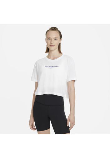 T-shirt corta con grafica Nike Yoga - Donna - Bianco