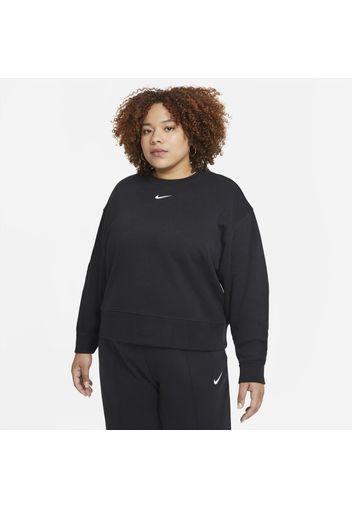 Nike Plus Size - Maglia a girocollo oversize in fleece Sportswear Collection Essentials - Donna - Nero