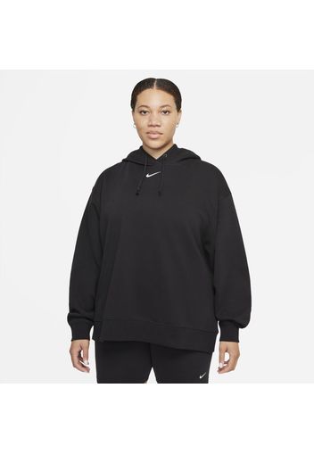 Nike Plus Size - Felpa con cappuccio oversize in fleece Sportswear Collection Essentials - Donna - Nero