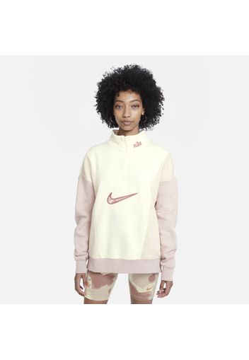 Felpa in fleece con zip a 1/4 Nike Sportswear - Donna - Bianco