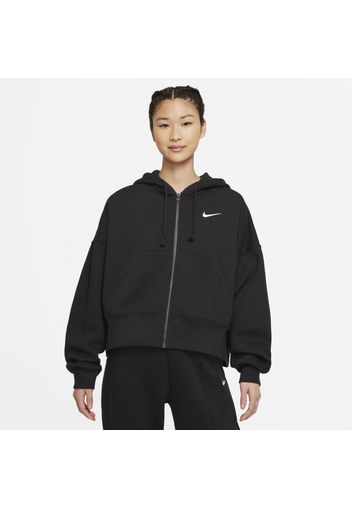 Felpa in fleece con cappuccio e zip a tutta lunghezza Nike Sportswear Essential - Donna - Nero