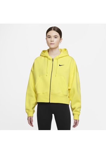 Felpa in fleece con cappuccio e zip a tutta lunghezza Nike Sportswear Essential - Donna - Giallo