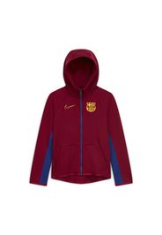 Felpa da calcio con cappuccio e zip a tutta lunghezza FC Barcelona Tech Fleece - Ragazzi - Red