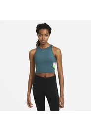 Canotta corta da training a righe a blocchi di colore Nike - Donna - Verde