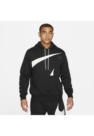 Felpa pullover con cappuccio e rovescio semispazzolato Nike Sportswear Swoosh - Uomo - Nero