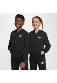 Felpa in French Terry con cappuccio e zip a tutta lunghezza Nike Club Fleece – Ragazzo/a - Nero