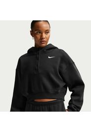 Felpa oversize corta serafino con cappuccio Nike Phoenix Fleece – Donna - Nero