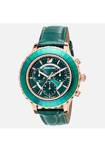 Orologio Octea Lux Chrono, Cinturino in pelle, verde, PVD oro rosa