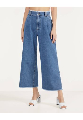 Jeans culotte con orlo sfilacciato