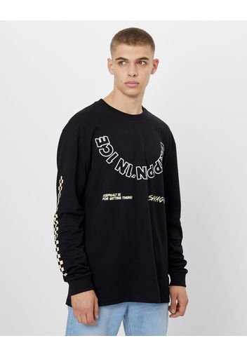 Bershka Maglietta Stampa Maniche Lunghe Uomo Xl Nero