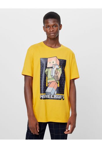 Bershka Maglietta Minecraft Uomo Xl Mostarda