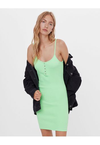 Bershka Vestito Corto Bretelle Donna S Verde