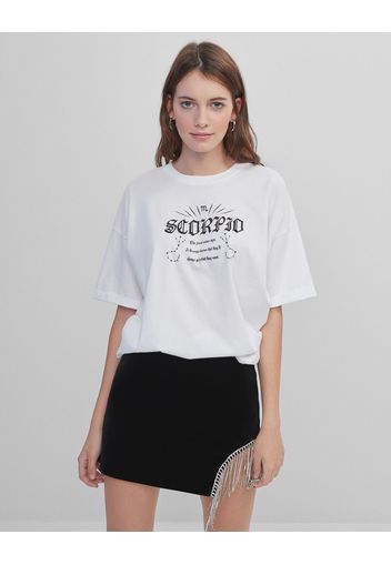 Bershka Maglietta Zodiaco Scorpione Donna S Bianco